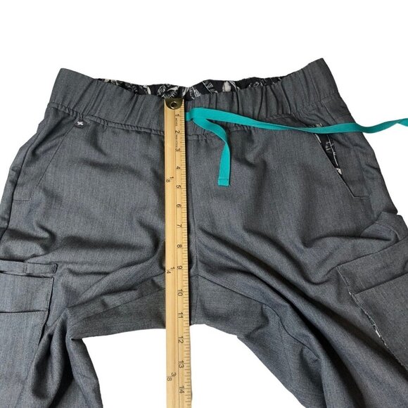 Figs Tema Performance‎ Scrub Pants Grey Size Small Feather Print Waistband - Picture 7 of 10